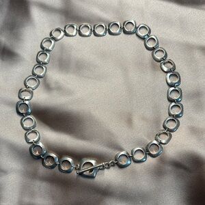 Tiffany & Co. Sterling Silver Square Cushion Links Toggle Necklace